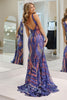 Load image into Gallery viewer, Blue Mermaid Deep V-Neck Long Prom Dress with Sequins