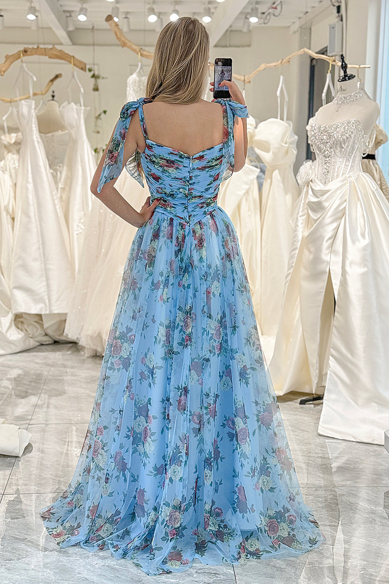 Load image into Gallery viewer, Lavendar Printed A-line Off The Shoulder Prom Dress