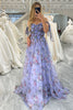 Load image into Gallery viewer, A-line Lavendar Printed Off The Shoulder Prom Dress