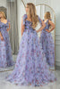 Load image into Gallery viewer, Lavendar Printed A-line Off The Shoulder Prom Dress