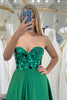 Load image into Gallery viewer, Sparkly Dark Green A-line Strapless Corset Prom Dress