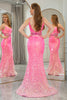 Load image into Gallery viewer, Fuchsia Mermaid Spaghetti Straps Sequin Prom Dress