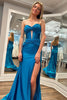 Load image into Gallery viewer, Sparkly Mermaid Sweetheart Corset Long Prom Dress with Slit