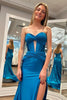 Load image into Gallery viewer, Sparkly Mermaid Sweetheart Corset Long Prom Dress with Slit