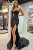 Load image into Gallery viewer, Sparkly Mermaid Sweetheart Corset Long Prom Dress with Slit