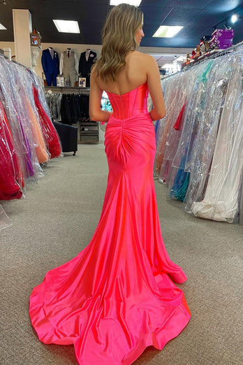 Sparkly Mermaid Sweetheart Corset Long Prom Dress with Slit