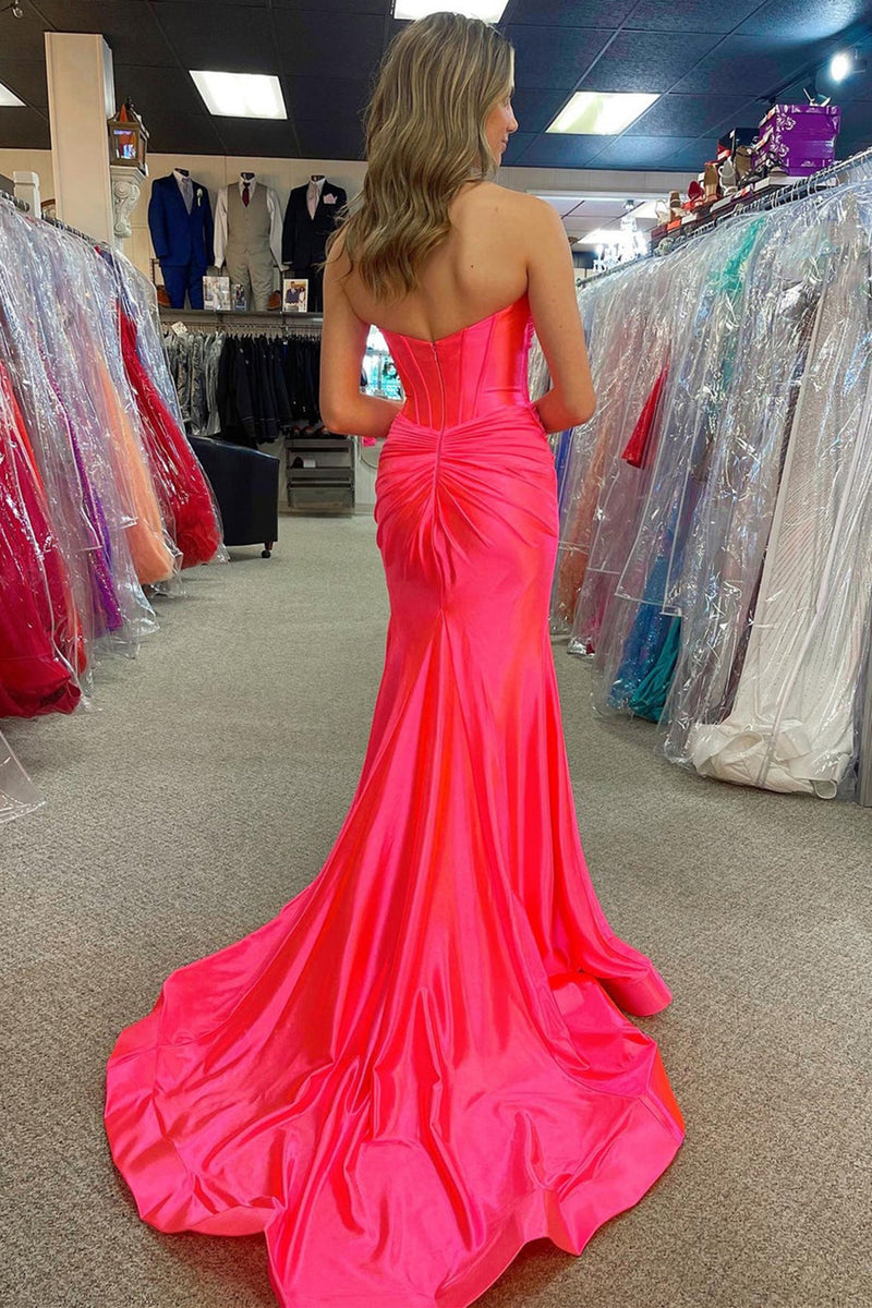 Load image into Gallery viewer, Sparkly Mermaid Sweetheart Corset Long Prom Dress with Slit