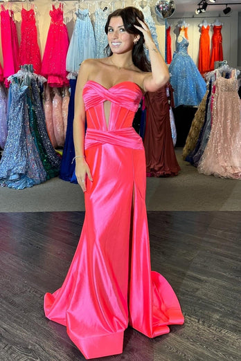 Sparkly Mermaid Sweetheart Corset Long Prom Dress with Slit