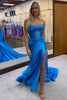 Load image into Gallery viewer, Sparkly Mermaid Sweetheart Corset Long Prom Dress with Slit