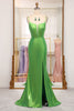 Load image into Gallery viewer, Mermaid Green Spaghetti Straps Prom Dress with Slit