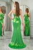 Load image into Gallery viewer, Green Mermaid Spaghetti Straps Prom Dress with Slit