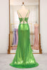 Load image into Gallery viewer, Mermaid Green Spaghetti Straps Prom Dress with Slit