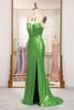 Load image into Gallery viewer, Mermaid Green Spaghetti Straps Prom Dress with Slit