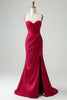 Load image into Gallery viewer, Burgundy Mermaid Corset Spaghetti Straps Prom Dress with Pleated