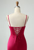 Load image into Gallery viewer, Burgundy Mermaid Corset Spaghetti Straps Prom Dress with Pleated