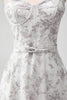 Load image into Gallery viewer, A Line Print Tiered Bridesmaid Dress with Lace-up Back