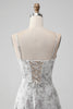 Load image into Gallery viewer, A Line Print Tiered Bridesmaid Dress with Lace-up Back