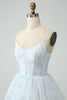 Load image into Gallery viewer, Light Blue Tulle Corset Tiered Prom Dress with Slit