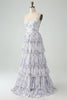 Load image into Gallery viewer, Floral Printed Tiered Long Corset Prom Dress