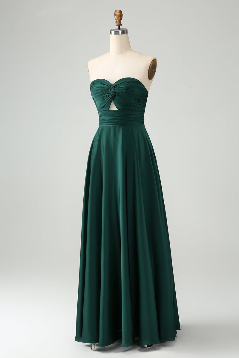 Hellymoon Women Dark Green Sweetheart Bridesmaid Dress A Line Keyhole ...