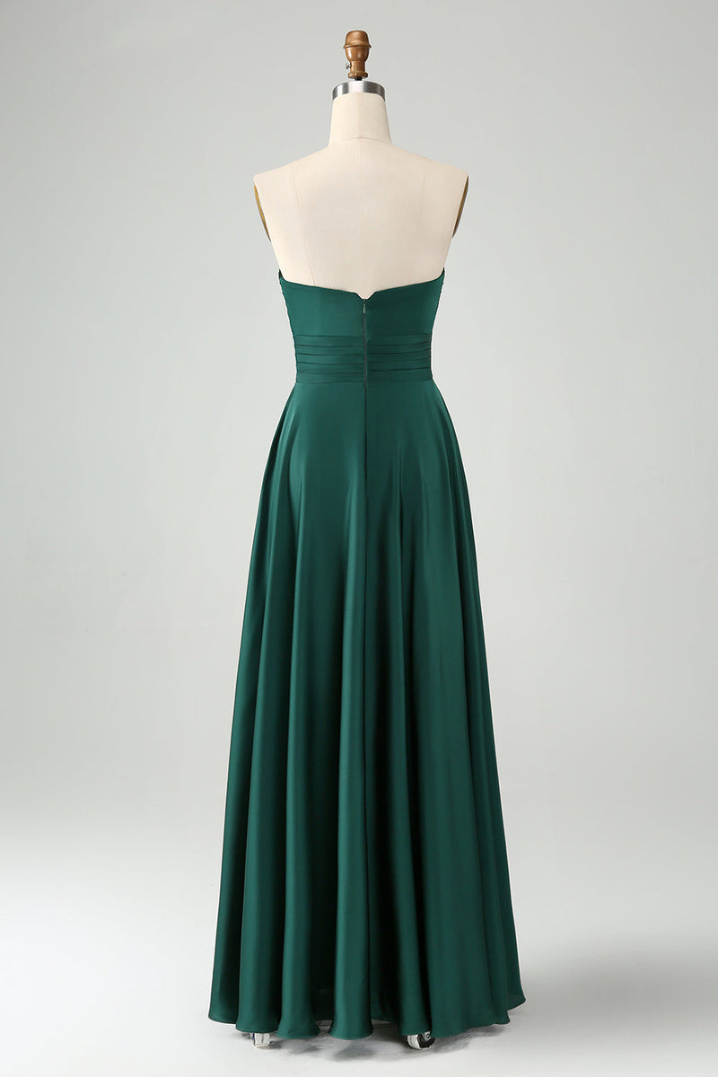 Hellymoon Women Dark Green Sweetheart Bridesmaid Dress A Line Keyhole ...