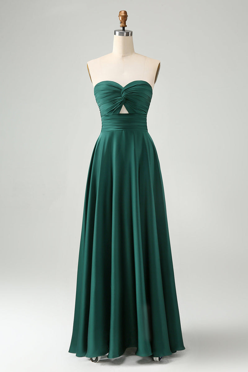 Hellymoon Women Dark Green Sweetheart Bridesmaid Dress A Line Keyhole ...