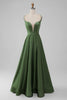 Load image into Gallery viewer, Green Satin Bridesmaid Dress with Lace Up Back