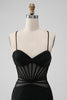 Load image into Gallery viewer, Bodycon Corset Short Black Graduation Dress with Beading