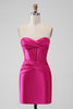 Load image into Gallery viewer, Hot Pink Strapless Corset Short Graduation Dress