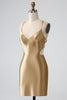 Load image into Gallery viewer, Golden Tight Short Graduation Dress with Lace Up Back