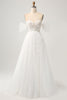 Load image into Gallery viewer, Princess Off The Shoulder Sweep Train Tulle Corset Wedding Dress with Appliques