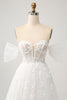 Load image into Gallery viewer, Princess Off The Shoulder Sweep Train Tulle Corset Wedding Dress with Appliques