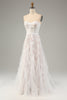 Load image into Gallery viewer, White A Line Sweetheart Sweep Train Corset Wedding Dress with Applique Lace