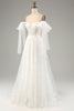 Load image into Gallery viewer, Princess White A-Line Lace Up Tulle Corset Wedding Dress with Appliques Lace