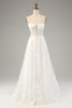 Load image into Gallery viewer, Princess White A-Line Lace Up Tulle Corset Wedding Dress with Appliques Lace