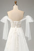 Load image into Gallery viewer, Princess White A-Line Lace Up Tulle Corset Wedding Dress with Appliques Lace