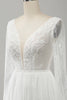 Load image into Gallery viewer, A Line V Neck Long Sleeve Beach Boho Wedding Dress with Lace Appliqued