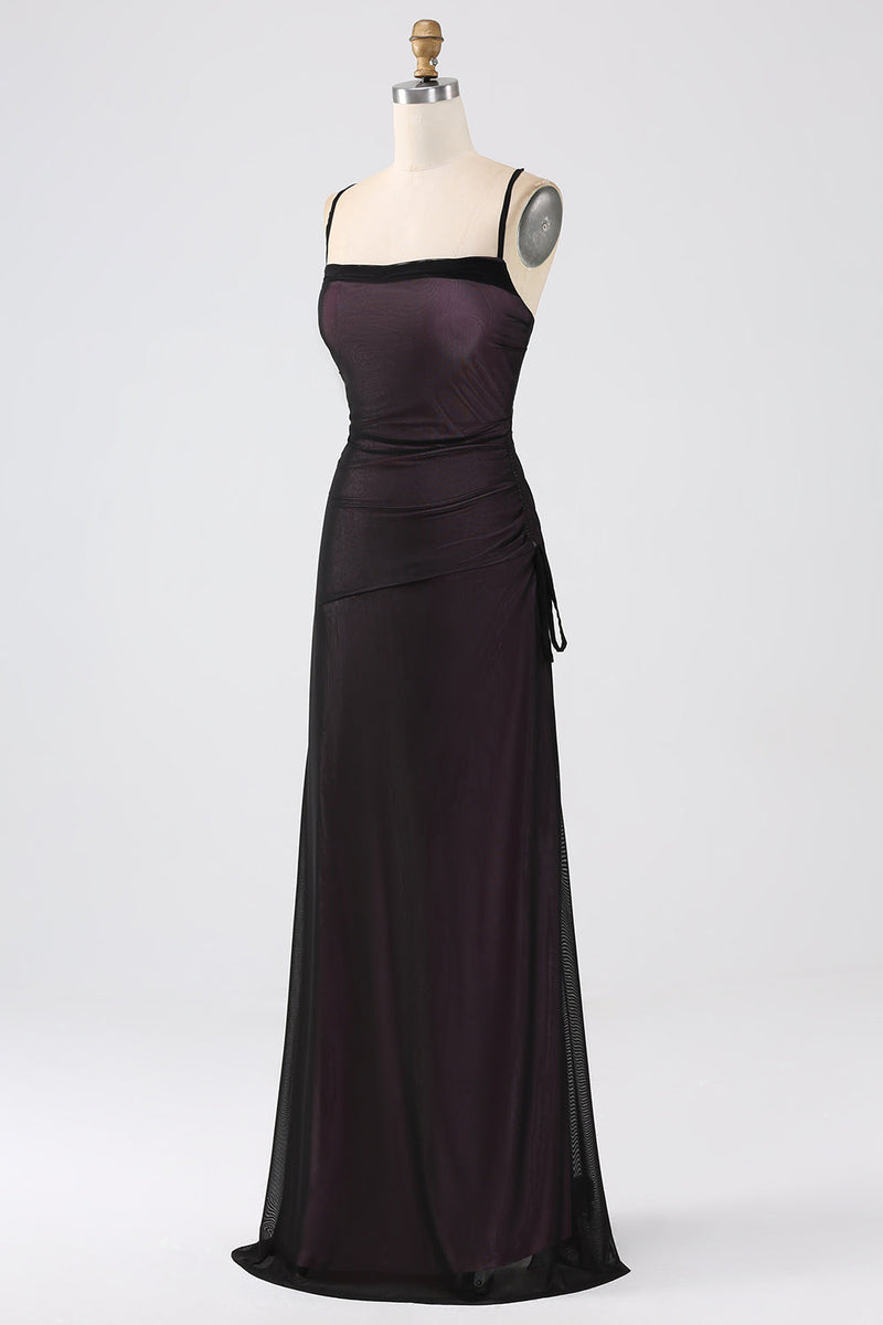 Load image into Gallery viewer, Black Red Sheath Spaghetti Straps Bridesmaid Dress With Elasticity