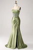 Load image into Gallery viewer, Army Green Mermaid Cowl Neckline Sequin Long Prom Dress With Slit