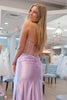 Load image into Gallery viewer, Lilac Pleated Strapless Corset Prom Dress with Slit