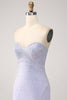 Load image into Gallery viewer, Lilac Mermaid Sweetheart Strapless Beaded Long Prom Dress