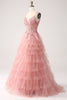 Load image into Gallery viewer, Blush A-Line Spaghetti Straps Tiered Tulle Corset Long Prom Dress