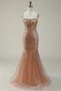 Load image into Gallery viewer, Blush Spaghetti Straps Tulle Glitter Corset Prom Dress