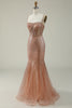 Load image into Gallery viewer, Blush Spaghetti Straps Tulle Glitter Corset Prom Dress