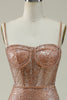 Load image into Gallery viewer, Blush Spaghetti Straps Tulle Glitter Corset Prom Dress