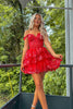 Load image into Gallery viewer, Sparkly Red Corset Tiered Lace A-Line Short Graduation Dress