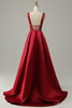 Load image into Gallery viewer, Burgundy A Line Satin Simple Prom Dress