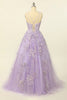 Load image into Gallery viewer, Beading A Line Lavender Prom Dress with Appliques