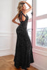 Load image into Gallery viewer, Black Sequins Prom Dress With Slit