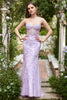 Load image into Gallery viewer, Lavender Strapless Mermaid Prom Dress with Appliques